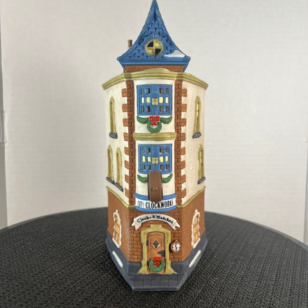 Vtg 90s Dept 56 Christmas In The City Clockworks 1992 Porcelain Village 55328